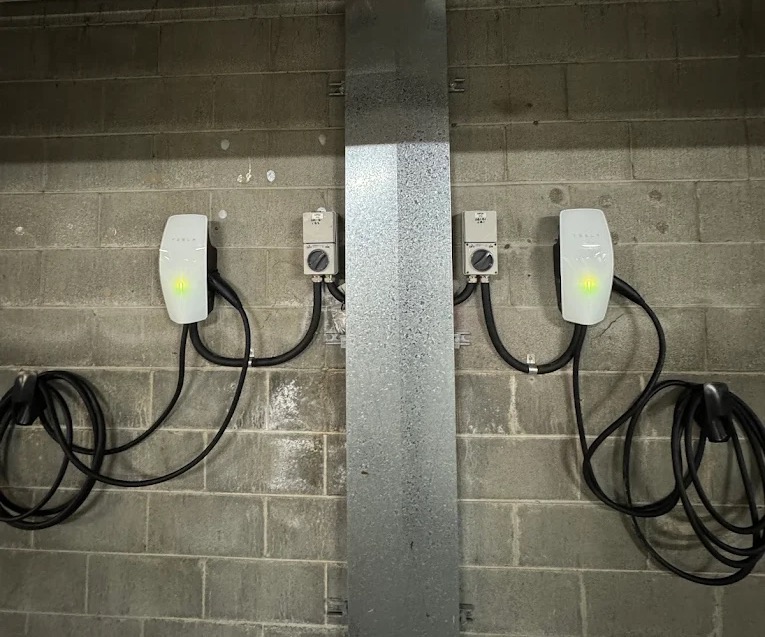 EV charger installed at a Sydney property – wall-mounted unit in garage